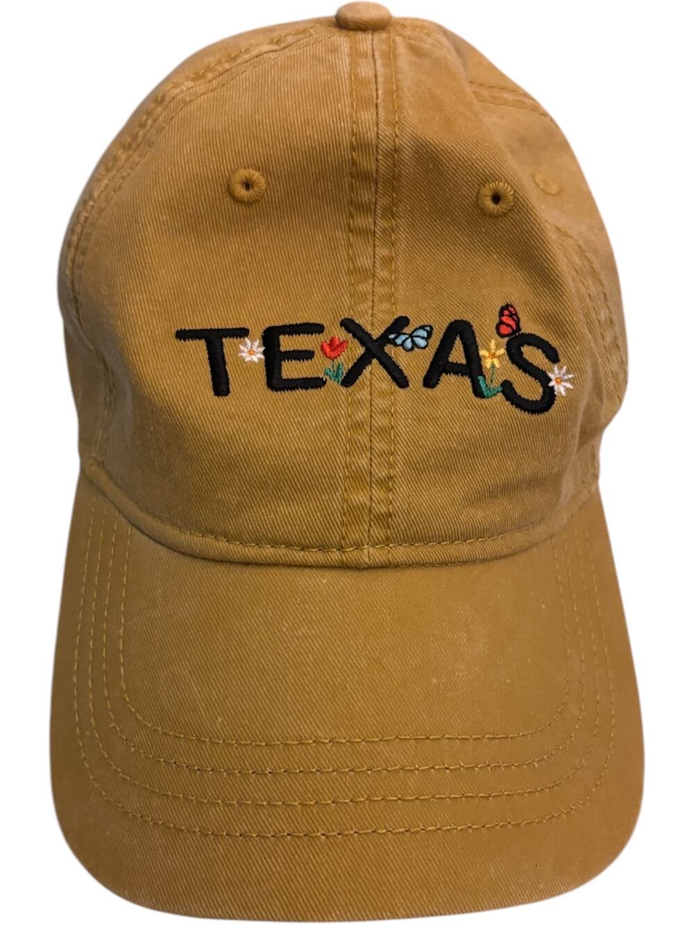 Home Free Khaki Texas Nature Embroidered Adjustable Baseball Cap
